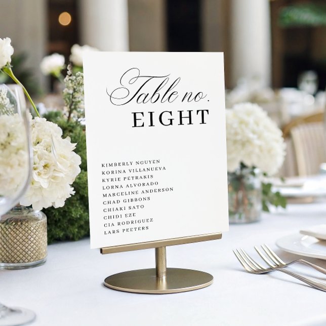Luxe Script Seating Chart Names Elegant Wedding Tischnummer (Von Creator hochgeladen)