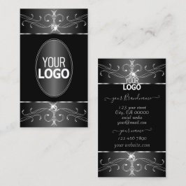 Luxe Silber Schwarz-weiße Verzierte Ornamente mit Visitenkarte