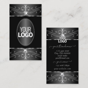 Luxe Silber Schwarz-weiße Verzierte Ornamente mit  Visitenkarte