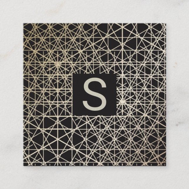 LUXE silbernes GoldMinimalistisches geometrisches Quadratische Visitenkarte (Vorderseite)