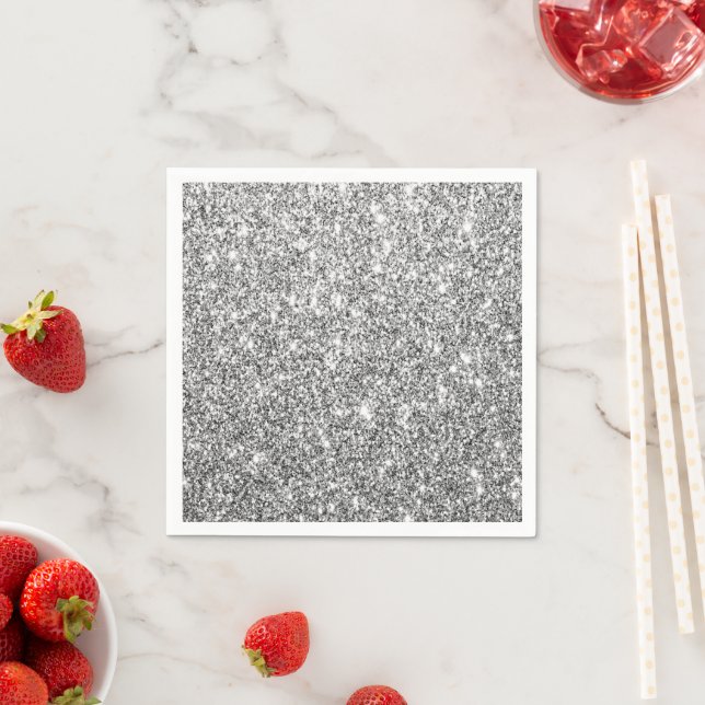 Luxe Silver Glitzer Party Paper Napkin Serviette (Beispiel)