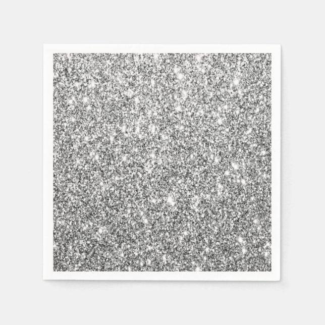 Luxe Silver Glitzer Party Paper Napkin Serviette (Vorderseite)
