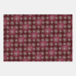Luxe Silver Snowflakes Red Glitter Gift Wrap Set Geschenkpapier Set