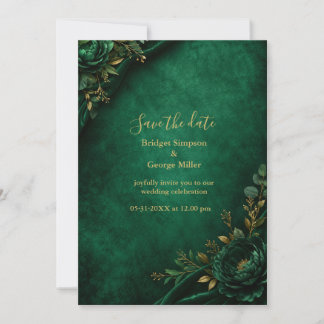 Luxe Smaragd Samt Blumen Hochzeit Eleganz Einladung