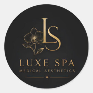 Luxe Spa Luxury Lotus Wellness Klinik Logo Runder Aufkleber