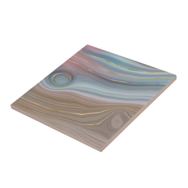 Luxe Strata | Dusty Slate Blue Taupe Pink Agate Fliese (Seite)