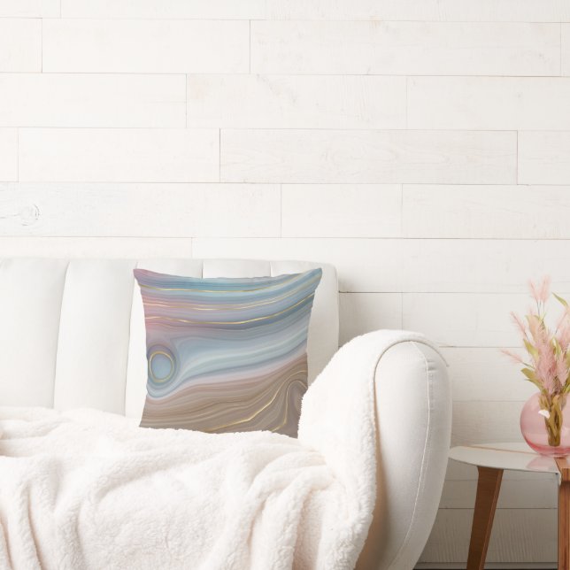 Luxe Strata | Dusty Slate Blue Taupe Pink Agate Kissen (Liege)