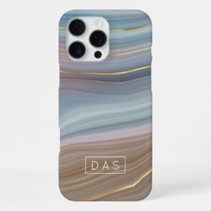 Luxe Strata Schieferblauer Taupe-Rosa-Achat-Mono iPhone 16 Pro Max Hülle