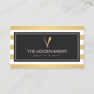 Luxe Striped Gold Whisk Spoon Logo Bakery, Koch II Visitenkarte