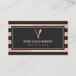 Luxe Stripte Rose Gold Whisk Spoon Logo Bäckerei I Visitenkarte