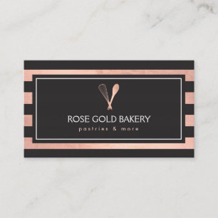 Luxe Stripte Rose Gold Whisk Spoon Logo Bäckerei I Visitenkarte