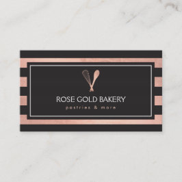 Luxe Stripte Rose Gold Whisk Spoon Logo Bäckerei I Visitenkarte
