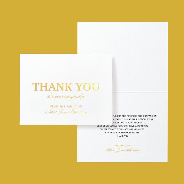 Luxe Sympathy Carte de remerciements Gold Foil (Créateur téléchargé)