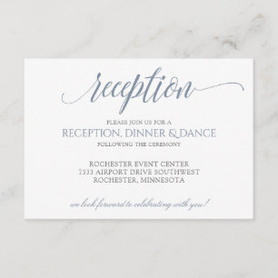 Luxe Typografy Empfang Card   Dusty Blue Gray Einladung