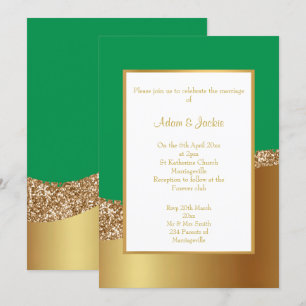 LUXE VERT OR VAGUE FAIRE-PART DE MARIAGE