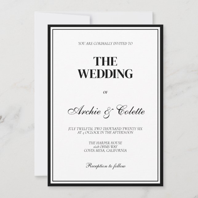 Luxe Vieux Argent Vintage Mariage Invitation (Devant)