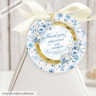 Luxe Watercolor Light Blue Gold Hochzeit Vielen Da Geschenkanhänger