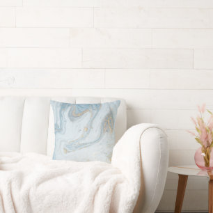 LUXE WEISSE BLAUE SCHNEE QUEEN MARBLE AUSSEHEN KISSEN