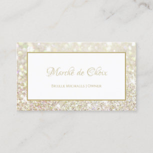 Luxe White Gold Glitzer Elegante Schönheit Boutiqu Visitenkarte