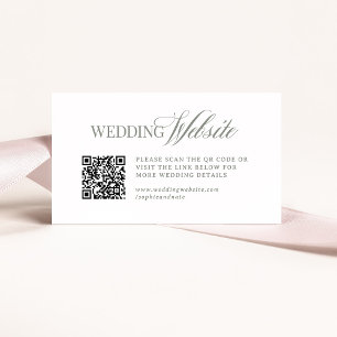 Luxe White und Sage   QR-Code für Hochzeitsseiten Begleitkarte