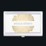 Luxe Wood Effect Art Visitenkarten Dose<br><div class="desc">Koordiniert bis 12.01 Uhr mit der Vorlage der Luxe Wood Effect Art Business Card. Ein Imitat Goldring Motiv kombiniert mit Ihrem Namen oder Firmennamen für eine elegante Ästhetik auf diesem schönen Visitenkartengehäuse. Kunst und Design © 1201AM CREATIVE.</div>