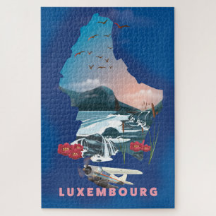 Luxembourg Map illustriertes Reiseplakat.