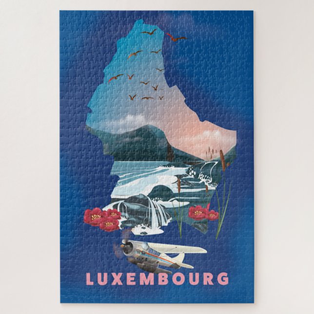 Luxembourg Map illustriertes Reiseplakat. (Vertikal)