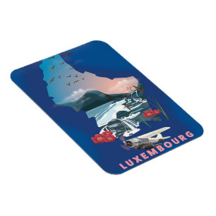 Luxembourg Map illustriertes Reiseplakat. Magnet