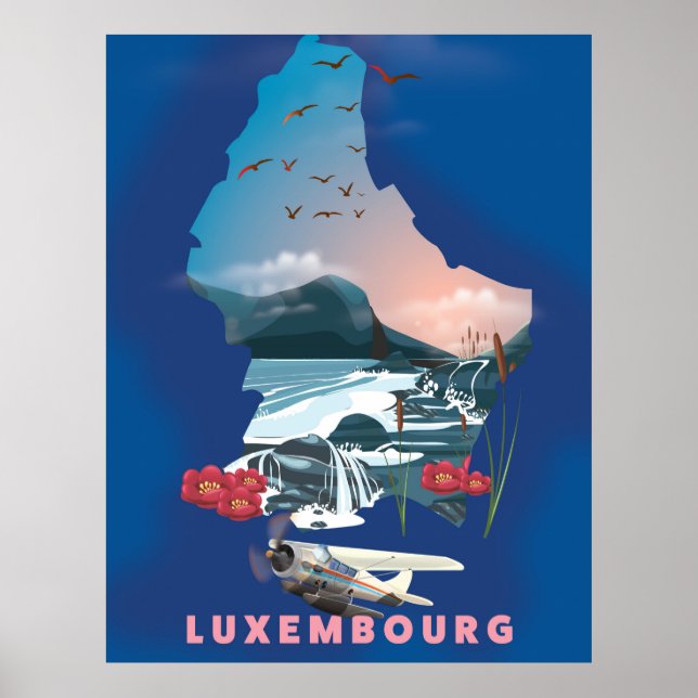 Luxembourg Map illustriertes Reiseplakat. Poster (Vorne)