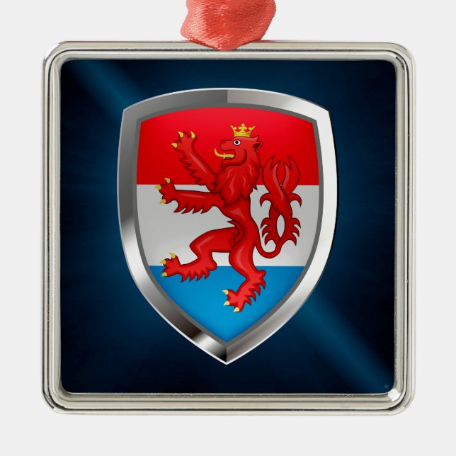 Luxembourg Metallic Emblem Silbernes Ornament (Vorne)