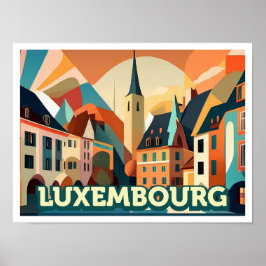 Luxembourg Reisen künstlerisch farbig Poster