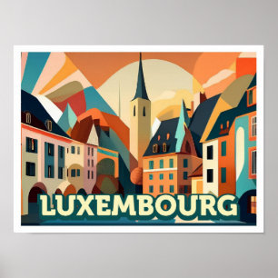 Luxembourg Reisen künstlerisch farbig Poster