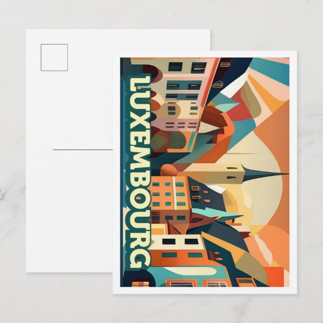 Luxembourg Reisen künstlerisch farbig Postkarte (Vorne/Hinten)