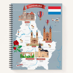 Luxemburg Cartoon Map Notizbuch