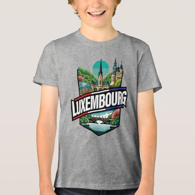 Luxemburg Europa Tri-Blend Shirt (Vorderseite)