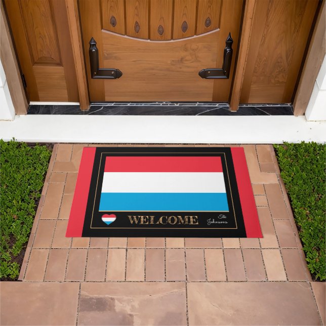 Luxemburg & Flag Haus matten/sport Willkommen Fußmatte (Außenbereich)