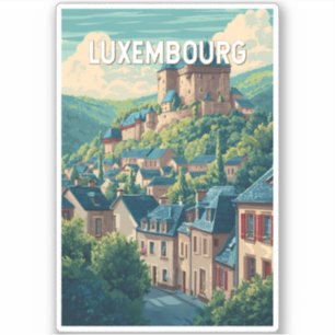 Luxemburg Illustration Reise Kunst Vintage Aufkleber