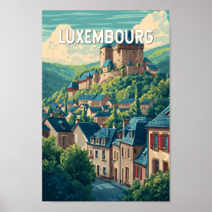 Luxemburg Illustration Reise Kunst Vintage Poster
