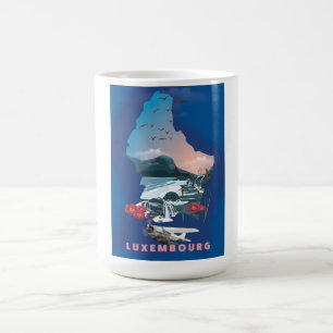 Luxemburg illustriertes Reiseposter Karte. Kaffeetasse