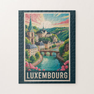 Luxemburg Landschaft Illustration Reise Kunst Retr