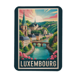Luxemburg Landschaft Illustration Reise Kunst Retr Magnet