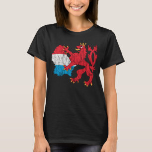 Luxemburg Map Kontur Letzebuerg Red Lion Benelux T-Shirt