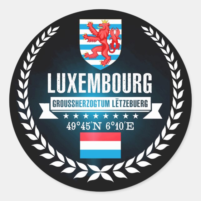 Luxemburg Runder Aufkleber (Vorderseite)