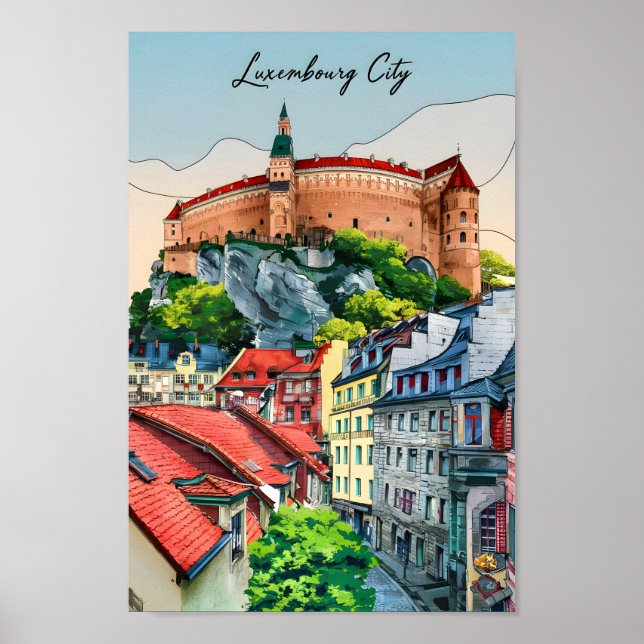 Luxemburg Stadt Berühmter Reiseort Poster (Vorne)