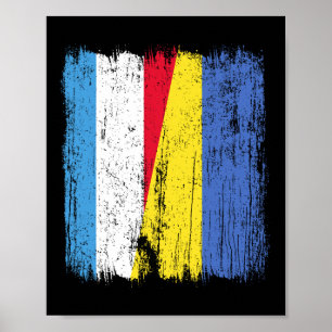 Luxemburg Ukraine Halbflagge Luxemburgisch Ukraini Poster
