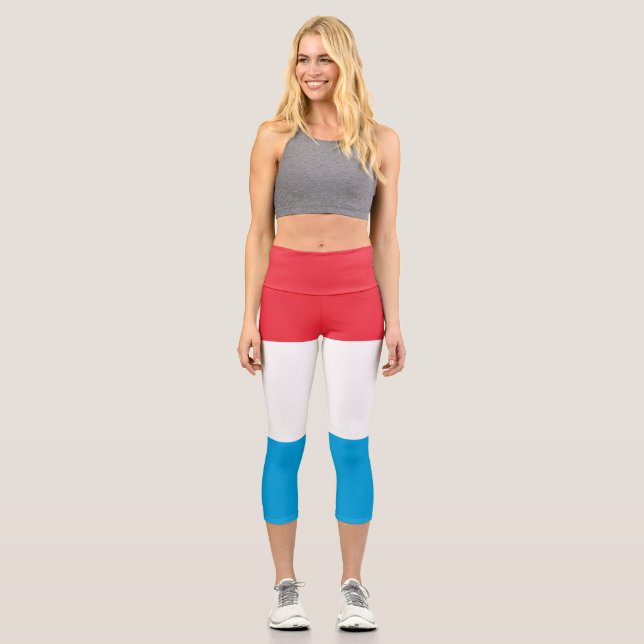 Luxemburger Flagge Capri Leggings (Vorderseite)