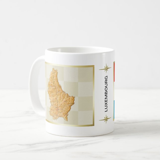 Luxemburger Flagge + Karte Tasse (Vorderseite Links)