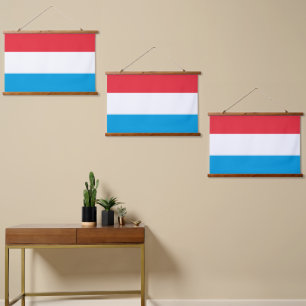 Luxemburger Flagge Wandteppich Mit Holzrahmen