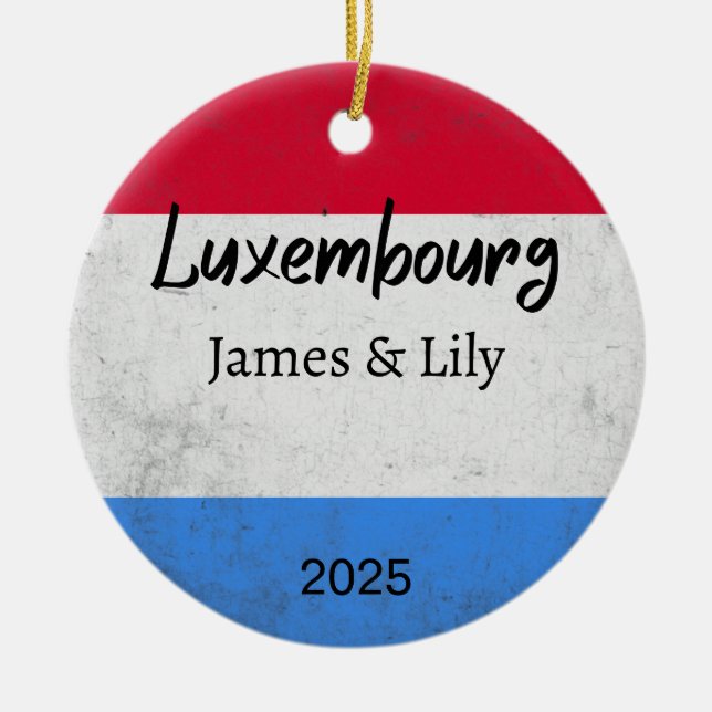 Luxemburger Flaggenverzierung, Personalisiert Luxe Keramik Ornament (Vorne)