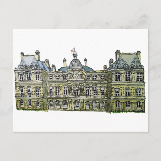 Luxemburger Palast Zeichnend Postkarte (Vorderseite)